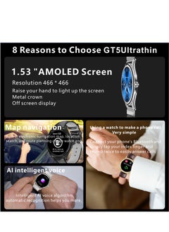 Hommtel GT5 Ultrathin Smartwatch - Brown & Gold Edition with 1.53" AMOLED Display, NFC, AI Voice Assistant, and Multi-Sport Modes  - Image 4
