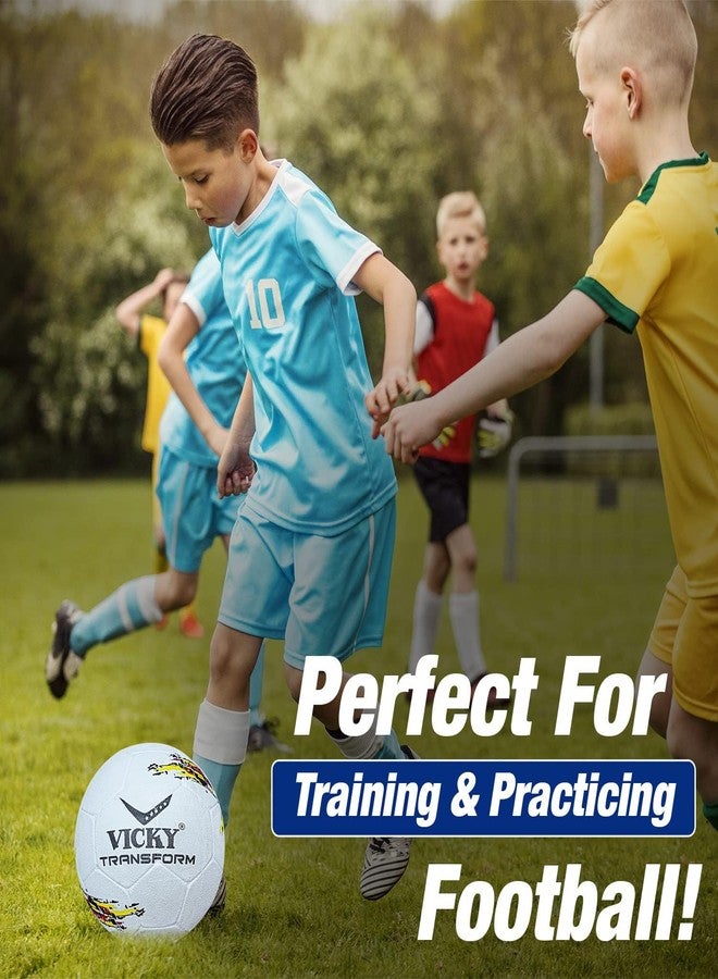 vickytransform Vicky Transform Germany Football Rubber Moulded Stitched Butyl Bladders Soccer Ball for Seniors Beginners Recreational Training Matches - White,(Needle Included) - Image 3