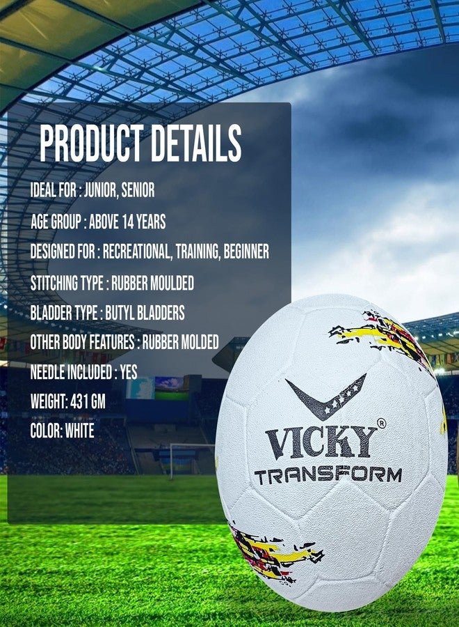 vickytransform Vicky Transform Germany Football Rubber Moulded Stitched Butyl Bladders Soccer Ball for Seniors Beginners Recreational Training Matches - White,(Needle Included) - Image 5