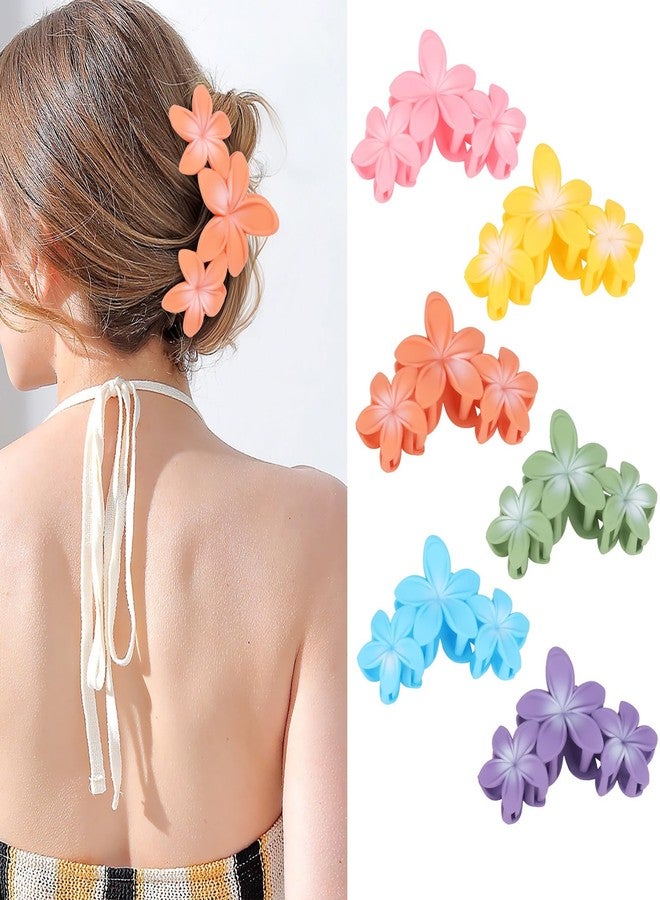 ANBALA 6 Pcs Flower Hair Clips for Women Hawaiian Plumeria Hair Clip Strong Hold Flower Clips Beach Hair Accessories (Colorful) - Image 1