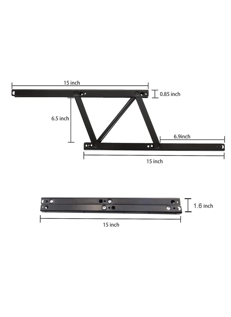 Excefore - Folding Lift Up Top Coffee Table Hinge, 2 Pair Coffee Table Spring Hinge, Adjustable Table Top Lifting Frame, Spring Standing Desk Frame, for Coffee Table Furniture Accessories - Image 1
