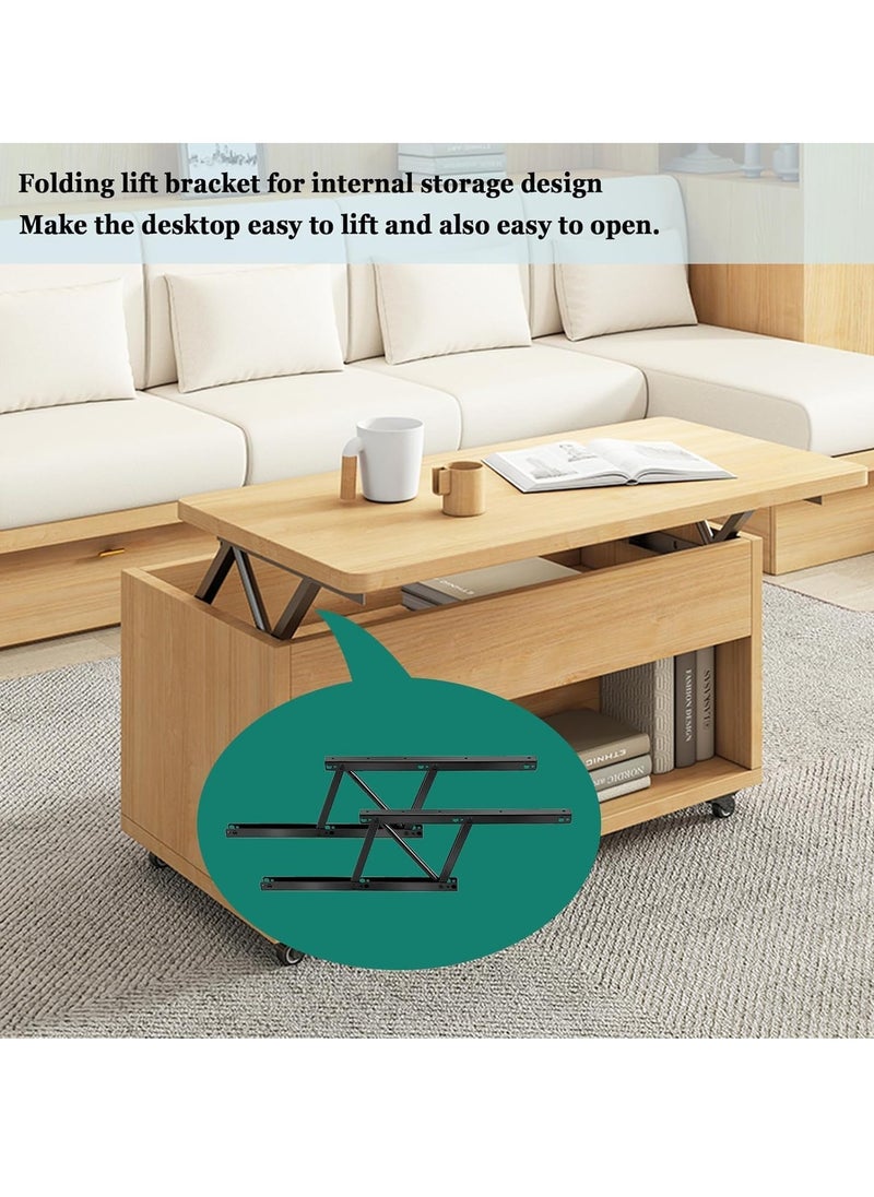 Excefore - Folding Lift Up Top Coffee Table Hinge, 2 Pair Coffee Table Spring Hinge, Adjustable Table Top Lifting Frame, Spring Standing Desk Frame, for Coffee Table Furniture Accessories - Image 1