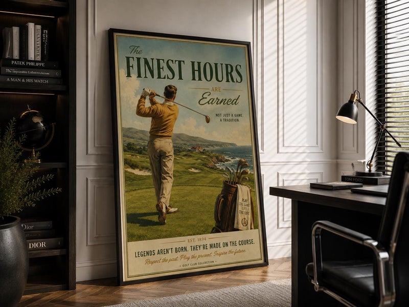 TNESSENTIAL Vintage Coastal Golf Landscape Poster Print, Golf Course Wall Art - Image 1