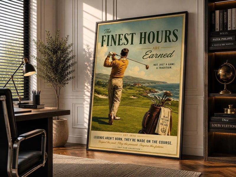 TNESSENTIAL Vintage Coastal Golf Landscape Poster Print, Golf Course Wall Art - Image 3