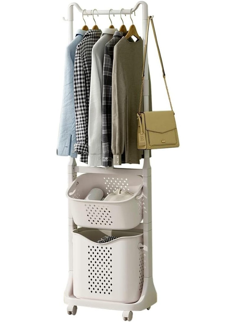 Reko Laundry Basket Hamper Basket Sorter Wash Clothes Storage Organizer Rolling Rack Shelf Dirty Clothes - Image 1