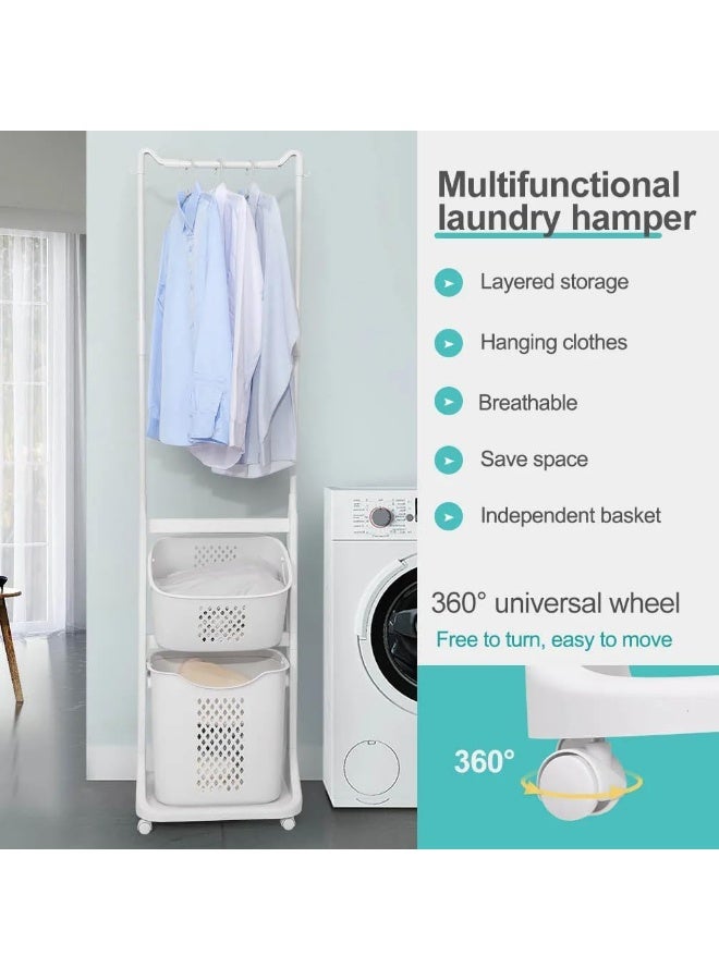 Reko Laundry Basket Hamper Basket Sorter Wash Clothes Storage Organizer Rolling Rack Shelf Dirty Clothes - Image 5