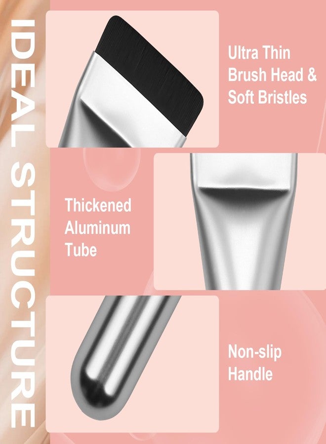 BEAUTYFACTOR Flat Foundation Brush with Puff, Beautyfactor Ultral Thin Spatula Makeup Brush with Sponge for Liquid Makeup | Fast Flawless Korean Kabuki Brushes for Blending, Liquid, Cream, Blush, Buffing （Silver） - Image 4