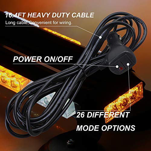 ASPL 16.8 Inch LED Strobe Flashing Light Bar, 26 Flashing Modes High Intensity Emergency Hazard Warning Beacon Lights with Magnetic Base for Car Trucks Trailer Roof Safety (Amber White Amber White) - Image 5