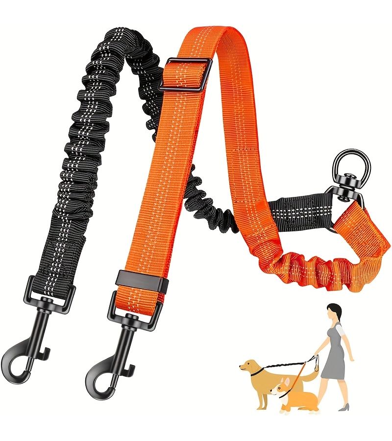 Black Light Blue Double Ended Dog Leash for Two Dogs Outing - Image 3