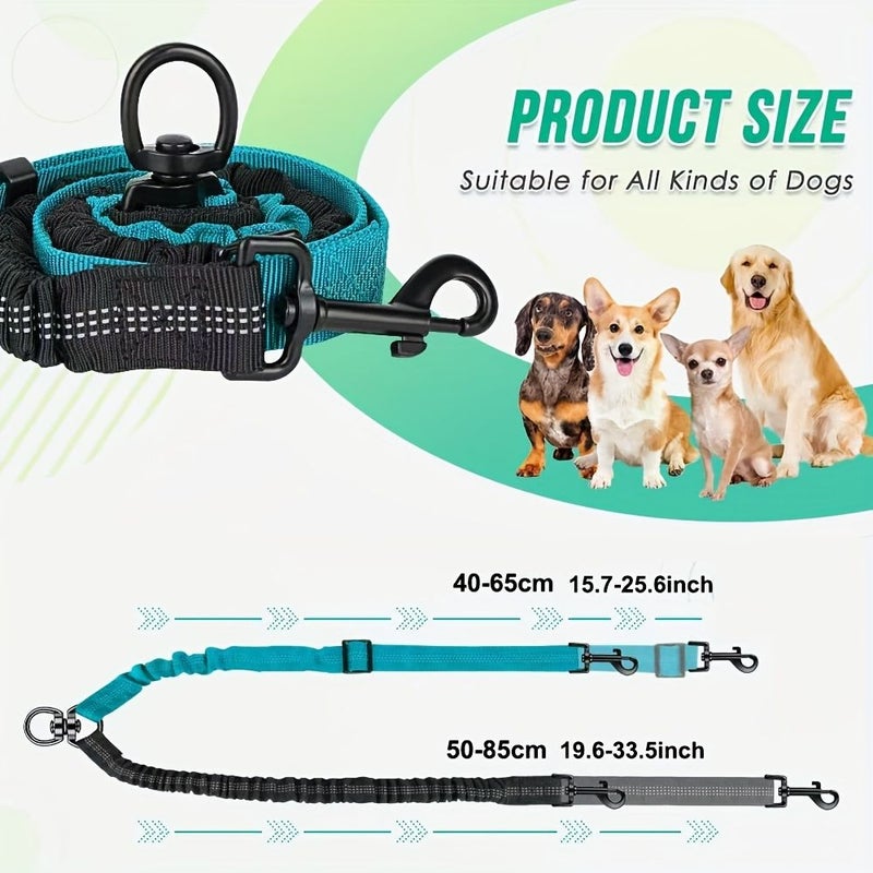 Black Light Blue Double Ended Dog Leash for Two Dogs Outing - Image 2