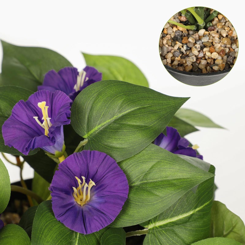 Briful Artificial Hanging Flowers in Pot 25.6" Faux Silk Morning Glory Flower Vine with Cascading Greenery Fake Hanging Plants for Home Office Bathroom Table Shelf Decor(Purple) - Image 3