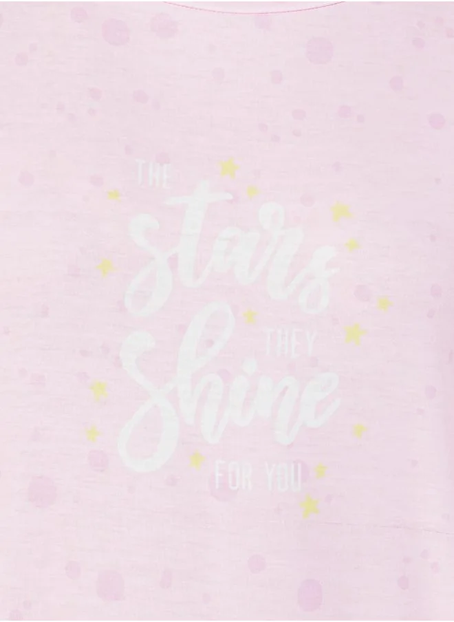 Styli Oversized Slogan Print Round Neck T-Shirt