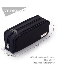 Generic Large Capacity Pencil Case 3 Compartment Pouch Pen Bag for School Teen Girl Boy Men Women, Black, Lightweight,travel  - Image 2