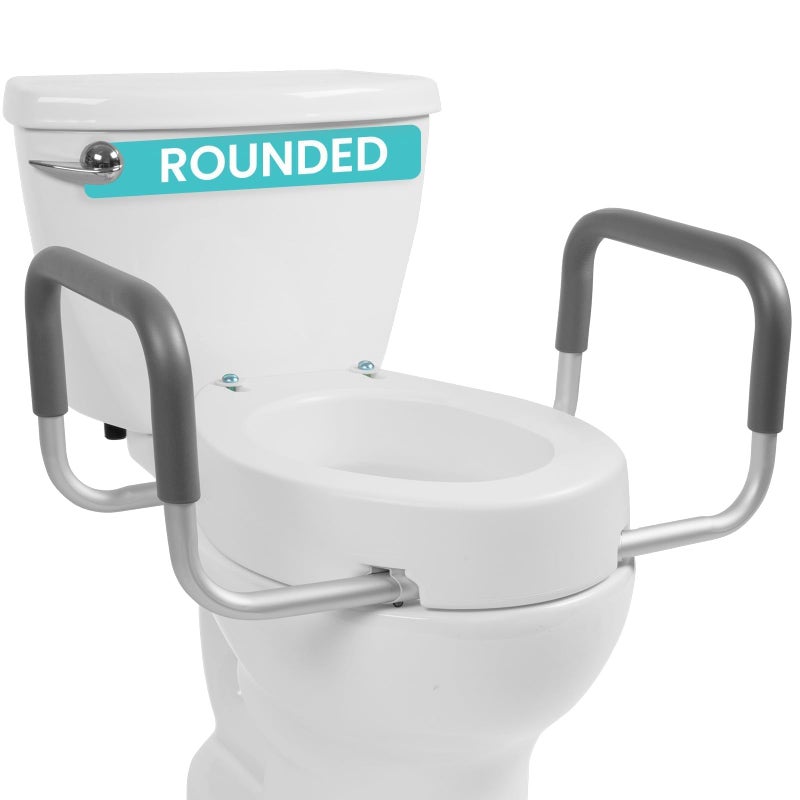 Vive Raised Toilet Seat Riser for Seniors (with Handles) - Handicap Rail Grab Bar Seat for Over Toilet - Elevated Safety for Elderly, Disabled, Medical - Standard - Image 1