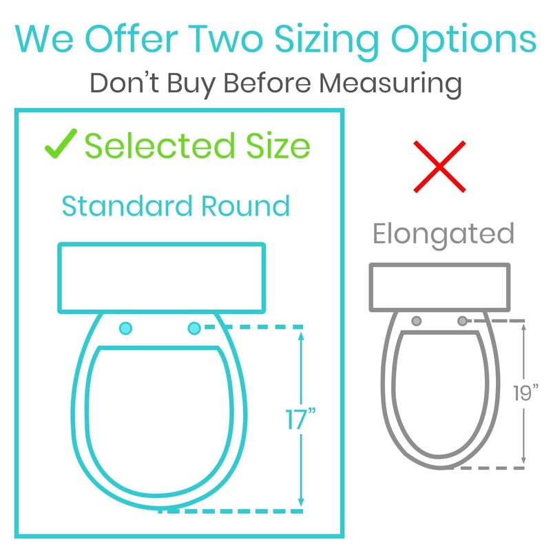 Vive Raised Toilet Seat Riser for Seniors (with Handles) - Handicap Rail Grab Bar Seat for Over Toilet - Elevated Safety for Elderly, Disabled, Medical - Standard - Image 2