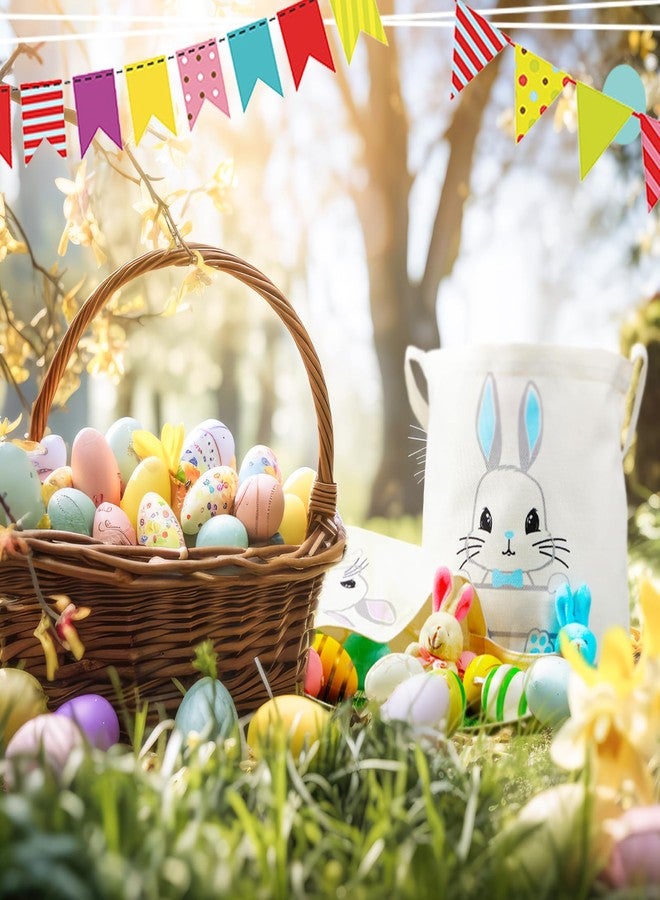 Photect 6 Pcs Easter Canvas Bunny Bucket Basket Bag with Handles for Kids 6 Color Rabbit Reusable Egg Hunting Treat Candy Goody Tote Bags for Party Game Favor Gifts Supplies(Lovely Color) - Image 4