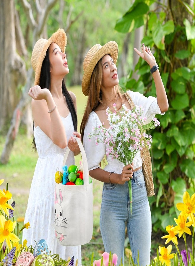 Photect 6 Pcs Easter Canvas Bunny Bucket Basket Bag with Handles for Kids 6 Color Rabbit Reusable Egg Hunting Treat Candy Goody Tote Bags for Party Game Favor Gifts Supplies(Lovely Color) - Image 5