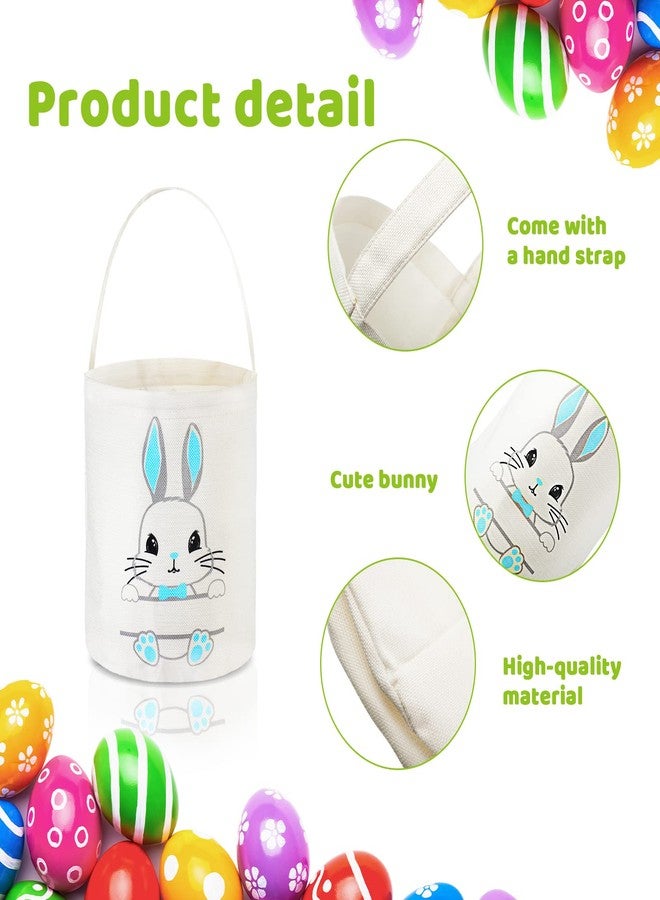 Photect 6 Pcs Easter Canvas Bunny Bucket Basket Bag with Handles for Kids 6 Color Rabbit Reusable Egg Hunting Treat Candy Goody Tote Bags for Party Game Favor Gifts Supplies(Lovely Color) - Image 3