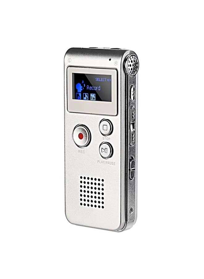 Export Recorder Portable Digital Audio Recorder High-fidelity Recording Long Standby MP3 Player-Color:Silver-Capacity:8GB - Image 1
