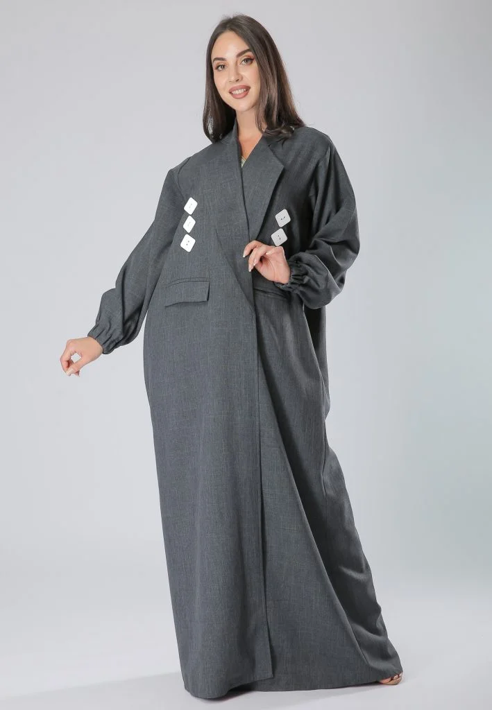 Moistreet Button Detailed Cot Style Abaya