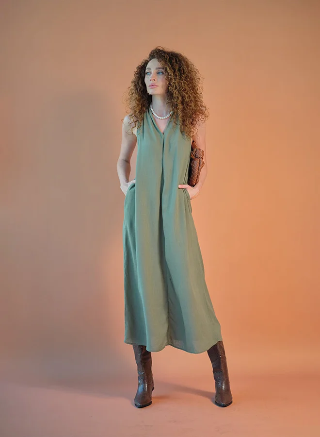 فيرجيو فستان فيرجيو كتان بظهر متقاطع