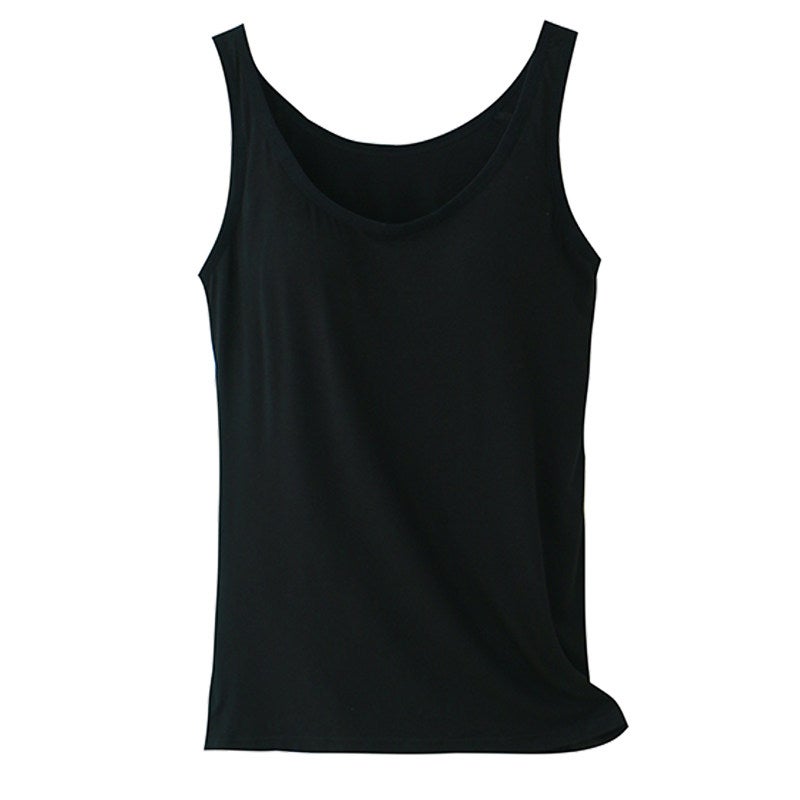 Modal spaghetti strap vest underwear women's integrated pajamas with chest pads summer thin home top no bra - Image 2
