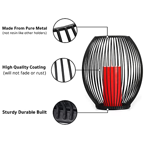 OLEEK Outdoor Candle Holder Decor Set - Black Candle Holder - Candles Holders for Table Centerpiece - Hurricane Candles Holder for Pillar Candles Cage Candle Holders Black Wire Decorative - Image 4