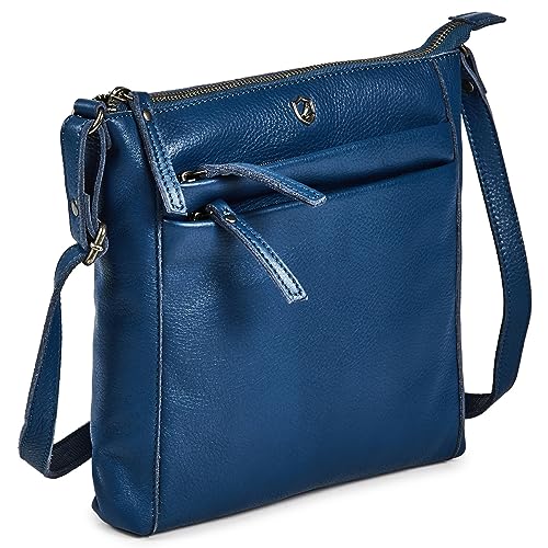 Cochoa Small Soft Pebbled Real Leather Women Crossbody Handbags & Purses - Triple Zip Premium Sling Crossover Shoulder Bag (Sapphire Blue Nappa) - Image 1
