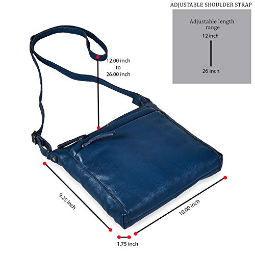 Cochoa Small Soft Pebbled Real Leather Women Crossbody Handbags & Purses - Triple Zip Premium Sling Crossover Shoulder Bag (Sapphire Blue Nappa) - Image 2