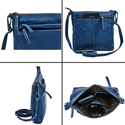 Cochoa Small Soft Pebbled Real Leather Women Crossbody Handbags & Purses - Triple Zip Premium Sling Crossover Shoulder Bag (Sapphire Blue Nappa) - Image 5