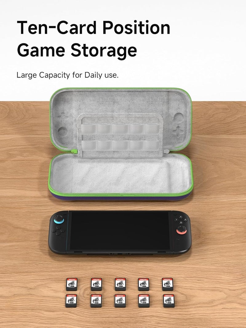 Hagibis Carrying Case for Nintendo Switch 2 2025, Storage Organizer 10 Games Cartridges Protective Hard Shell Portable Travel Carry Bag handbag Pouch (Purple) - Image 3