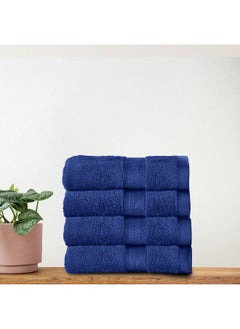 Rest Face Towel Set Of 4 Blue Cotton Face Towel 30X30Cm , 12X12 Inch Luxury Face Cleansing Towel Soft Absorbent Lightweight Washable Quick Dry Spa Quality Beach Face Towel  - Image 1