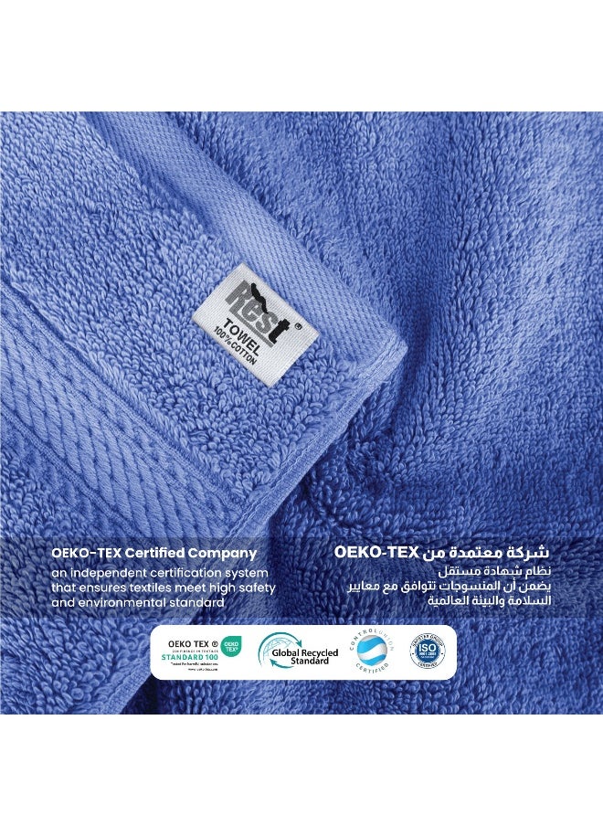 Rest Face Towel Set Of 4 Blue Cotton Face Towel 30X30Cm , 12X12 Inch Luxury Face Cleansing Towel Soft Absorbent Lightweight Washable Quick Dry Spa Quality Beach Face Towel  - Image 4