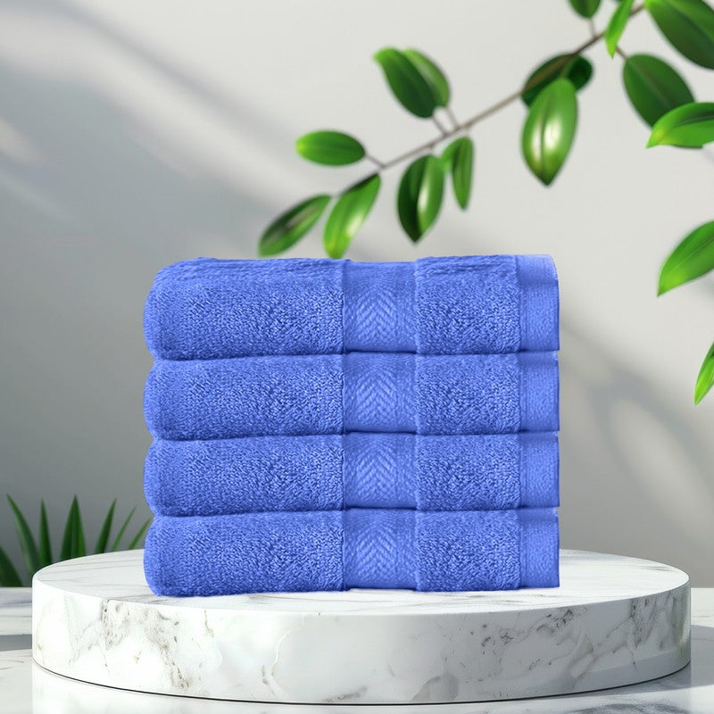 ريست REST Face Towel   Set of 4 Blue Cotton Face Towel  30x30cm , 12x12 inch Luxury Face Cleansing Towel Soft Absorbent Lightweight Washable Quick Dry Spa Quality Beach Face Towel - Image 2