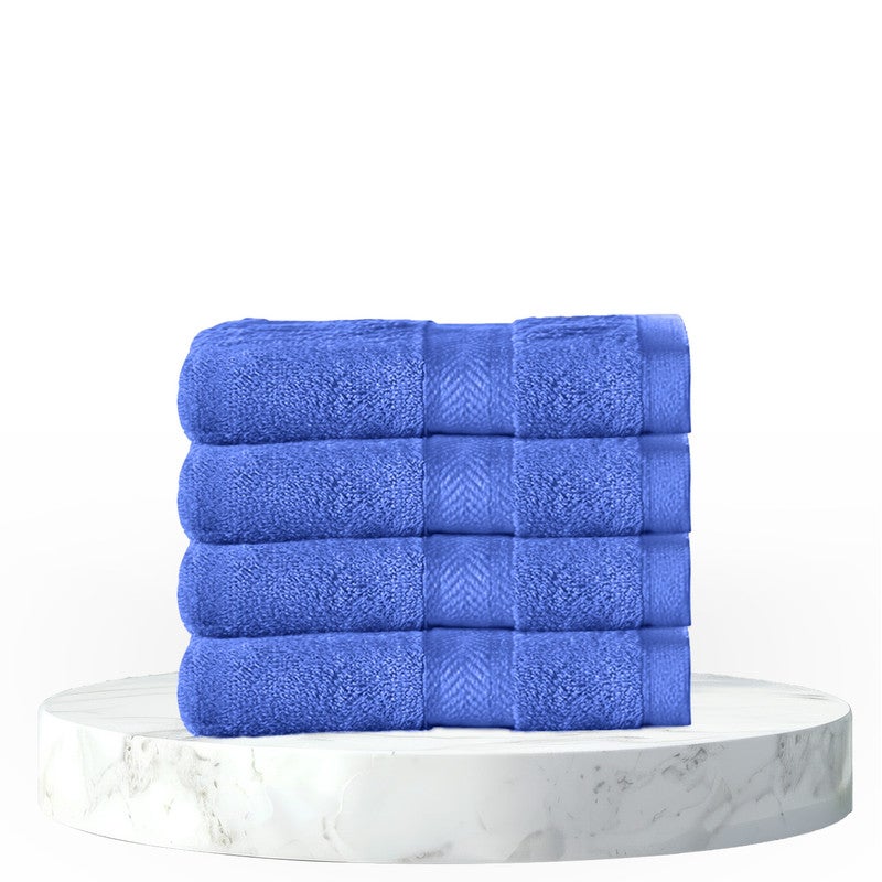 ريست REST Face Towel   Set of 4 Blue Cotton Face Towel  30x30cm , 12x12 inch Luxury Face Cleansing Towel Soft Absorbent Lightweight Washable Quick Dry Spa Quality Beach Face Towel - Image 1