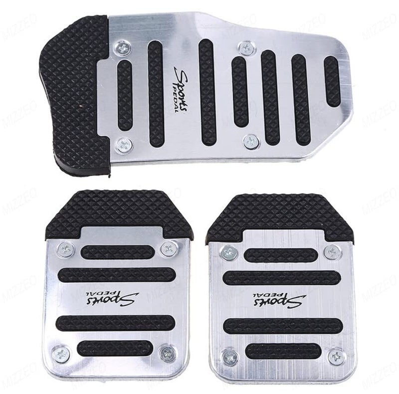 MIZZEO Vehicle Sports Accelerator Brake Clutch Pedal Cover (Pack of 3) Silver Compatible with Mahindra Verito - Image 1