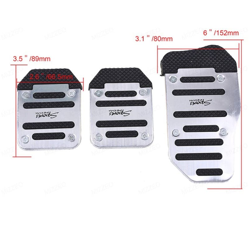 MIZZEO Vehicle Sports Accelerator Brake Clutch Pedal Cover (Pack of 3) Silver Compatible with Mahindra Verito - Image 4