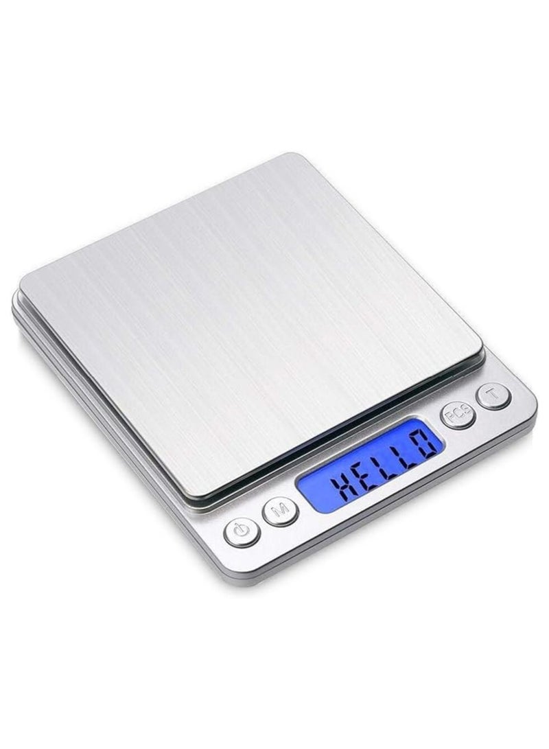 ميزان مطبخ رقمي صغير 500 جم / 0.01 جم عالي الدقة – ميزان جرام محمول بحجم الجيب لوزن الطعام والمجوهرات مع شاشة LCD ووظيفة التصفير (Tare) وعدّ القطع (PCS) - Image 1