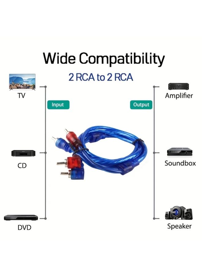 كابل RCA محمي مقاس 17.72 بوصة (10 GA) لتقليل الضوضاء في صوت السيارة، يوفر صوتًا نقيًا، قطعة واحدة - Image 3