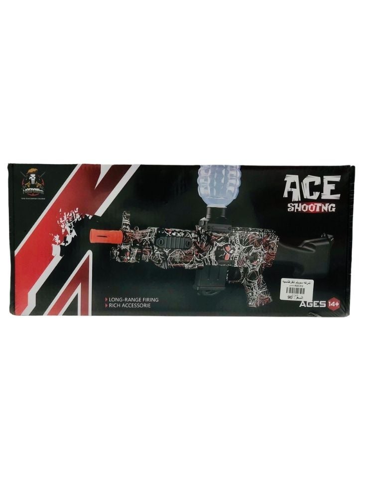 Premium ACE Shooting Toy Gun with Camouflage Design – Black & Red Long-Range Foam Ball Blaster with Hopper - Image 1