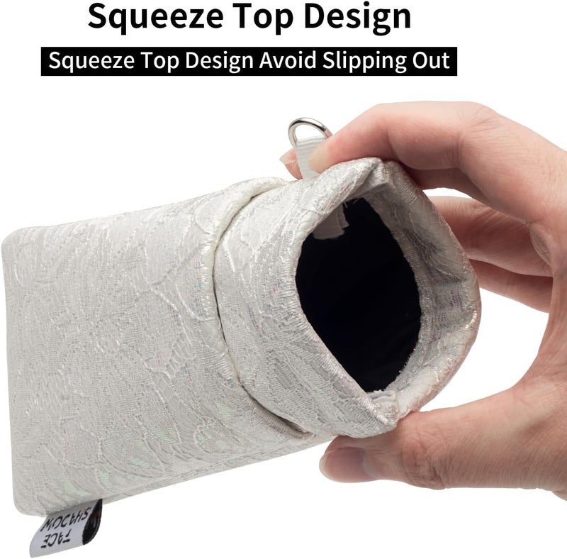 Face Shadow Double Glasses Case Soft Eyeglass Case For Women Men Squeeze Top Sunglasses Case With Cleaning Cloth - Image 2