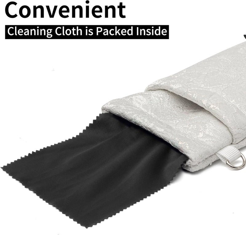 Face Shadow Double Glasses Case Soft Eyeglass Case For Women Men Squeeze Top Sunglasses Case With Cleaning Cloth - Image 4