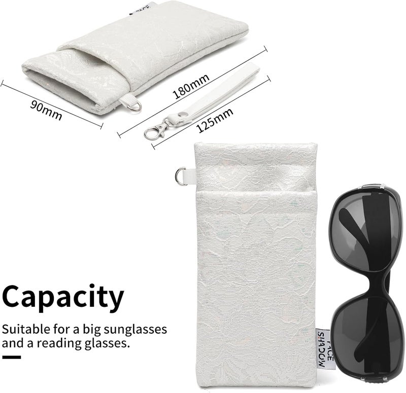 Face Shadow Double Glasses Case Soft Eyeglass Case For Women Men Squeeze Top Sunglasses Case With Cleaning Cloth - Image 3
