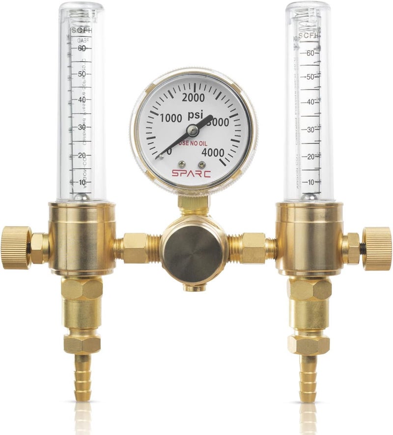 SPARC Store Premium Dual Argon Regulator for TIG/MIG Welding - Welding Gas Regulator & Flow Meter 0-60CFH CGA580 - LIFETIME USA Warranty - Image 1