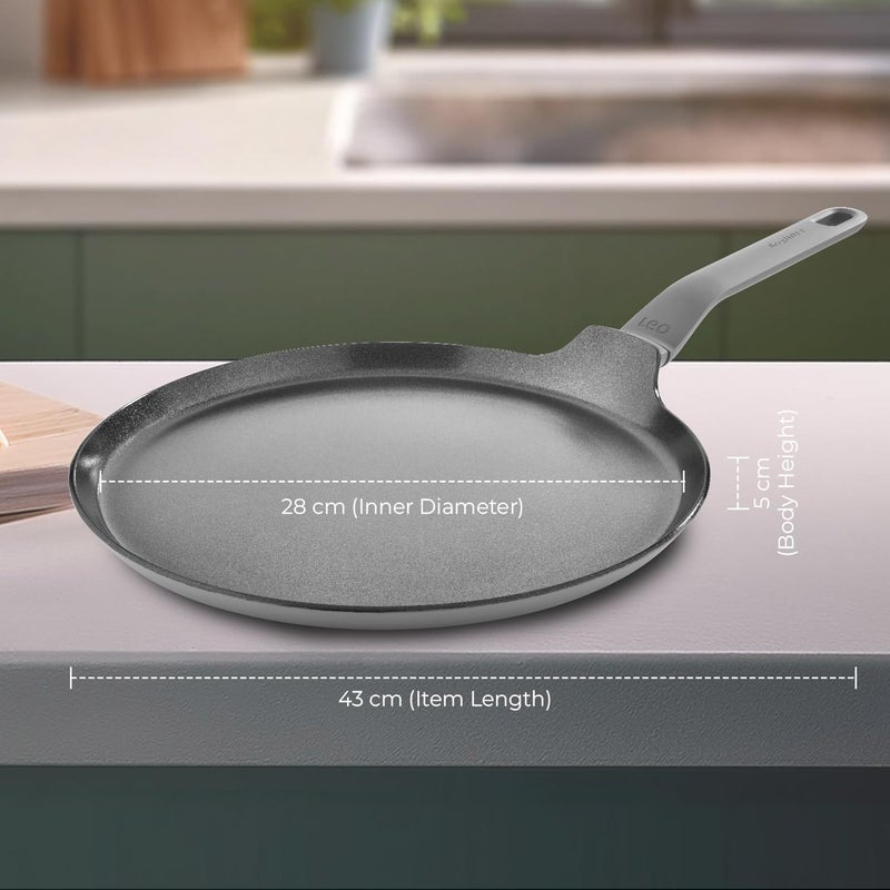 Berghoff Berghoff 28 cm Recycled Aluminum Non-Stick Cooking Tawa | CeraGreen Ceramic Coating| PTFE, PFAS Free |Induction, Dishwasher Ready |Dark Grey |5 Yr Warranty  - Image 2