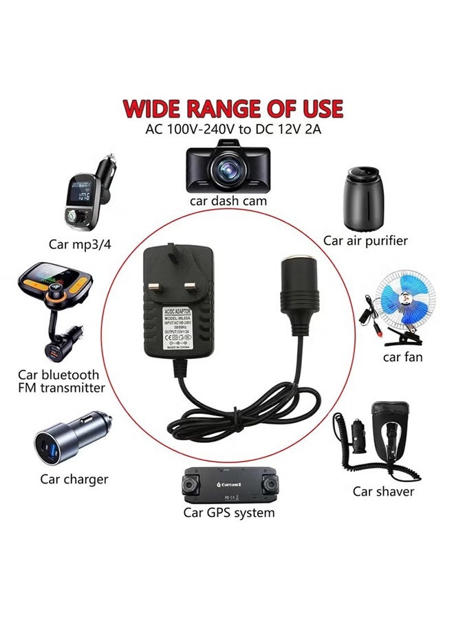 HY Car Power Inverters Car Plug Adapter 2A 240V AC Mains to 12V DC Car Converter Cigarette Lighter Socket Voltage Converter Power Adapter Power UK Plug - Image 2