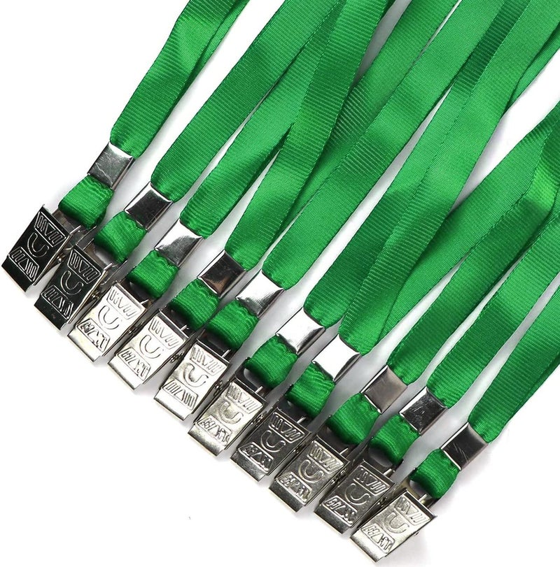 Beebel Green Lanyards 100 Pack Nylon Flat Badge Lanyard for Id Badge Name Tag (Green, 100 Pack) - Image 5