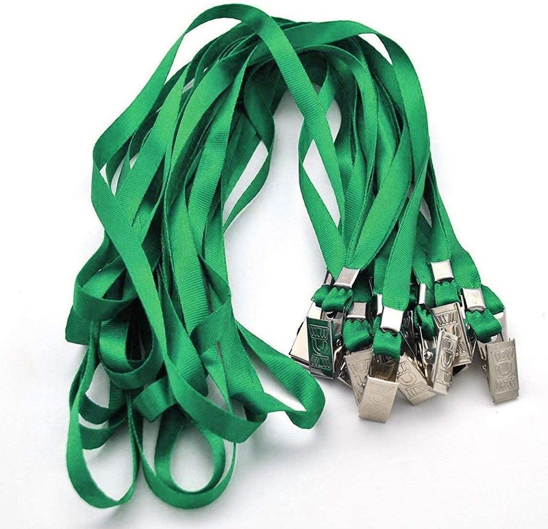 Beebel Green Lanyards 100 Pack Nylon Flat Badge Lanyard for Id Badge Name Tag (Green, 100 Pack) - Image 3
