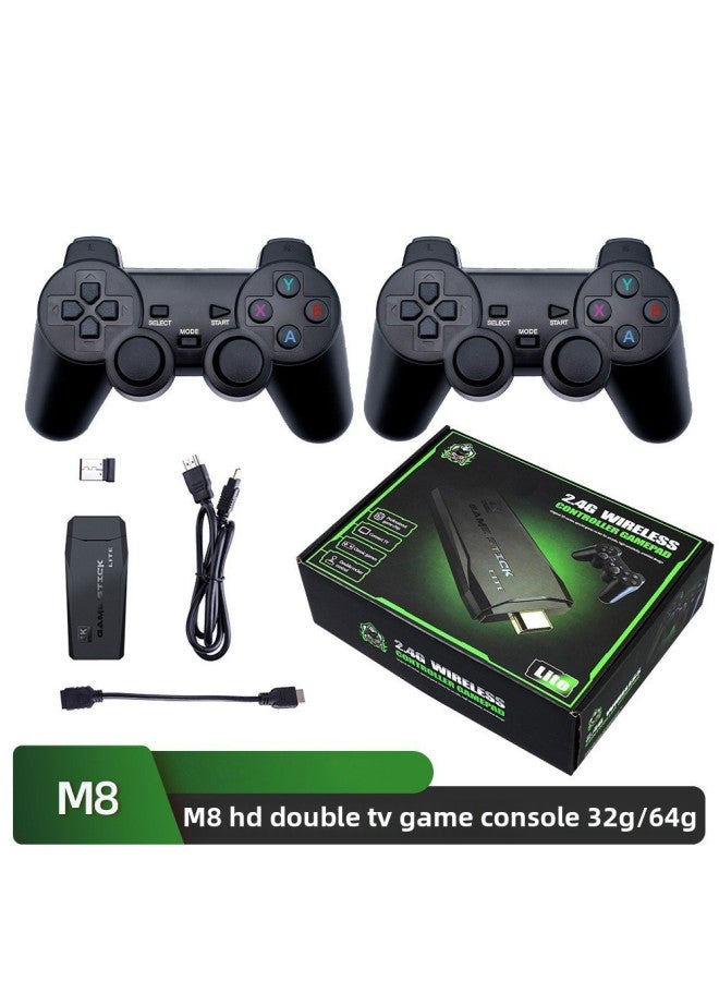 M8 HD TV Game Console M8 Doubles Gamepad Contains 2.4G Gamepad 4K Doubles Game-Product Color:M8 Doubles Handle Black (bubble Bag Packing)