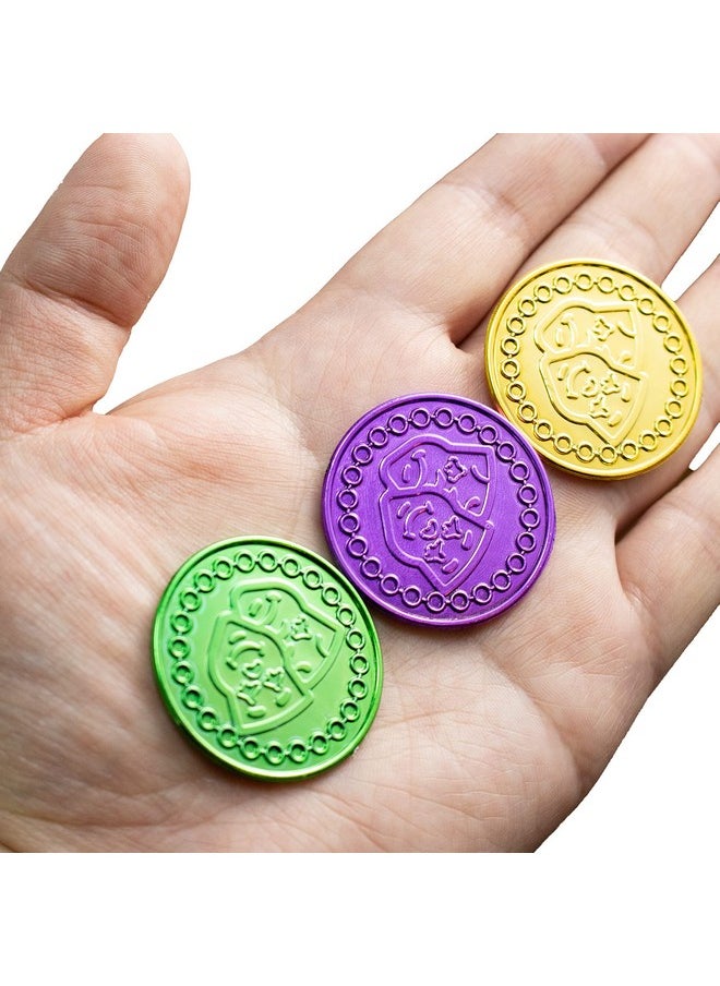 GiftExpress 144Pc Mardi Gras Plastic Coins Assorted Metallic Gold Green Purple Mardi Gras Coins Bulk For Mardi Gras Parade Party Favors  - Image 4